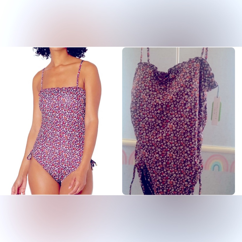 NWT Anthropologie Sanctuary Micro Garden Dot Shirred Sides One Piece